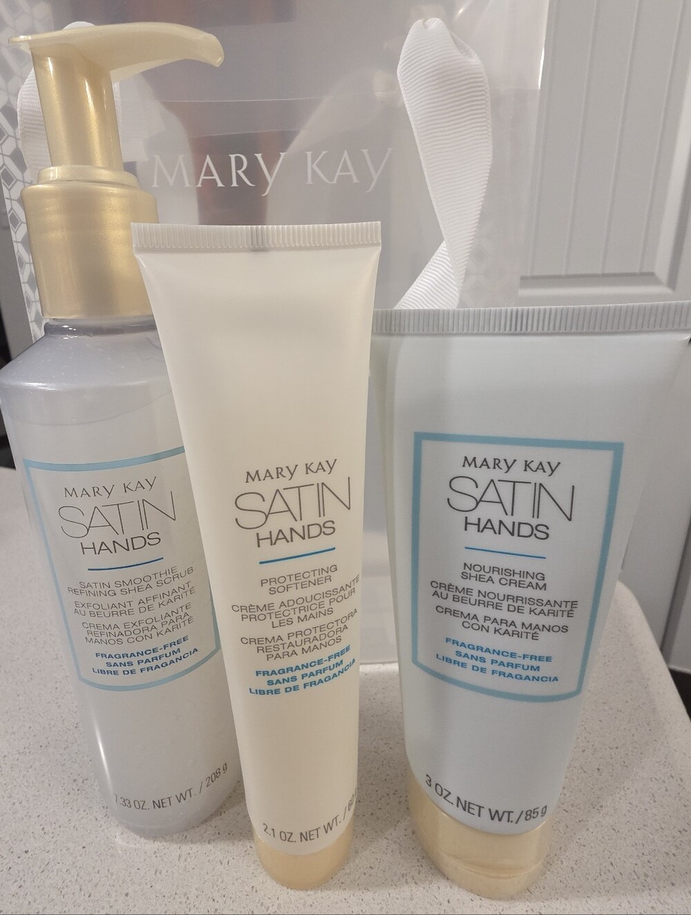 Mary Kay Satin Hands Pampering Set Fragrance Free 3-Piece Skin Care Bundle NEW